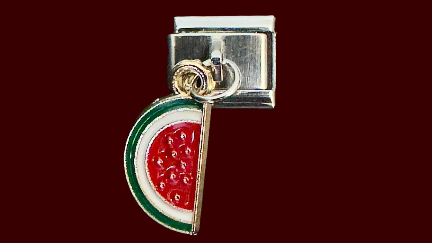 Watermelon Italian Charm – Silver Base
