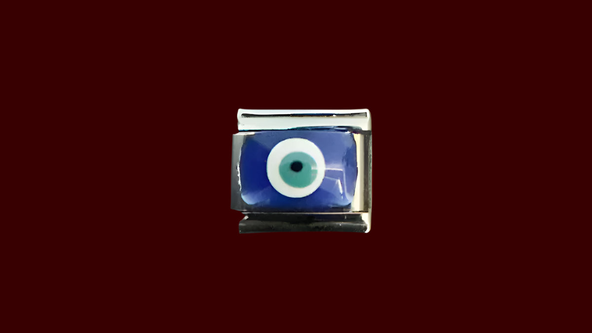 Blue Evil Eye (New) Italian Charm – Silver Base