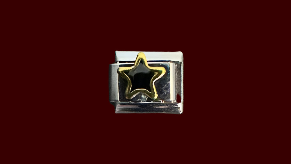 Black Star Italian Charm – Silver Base