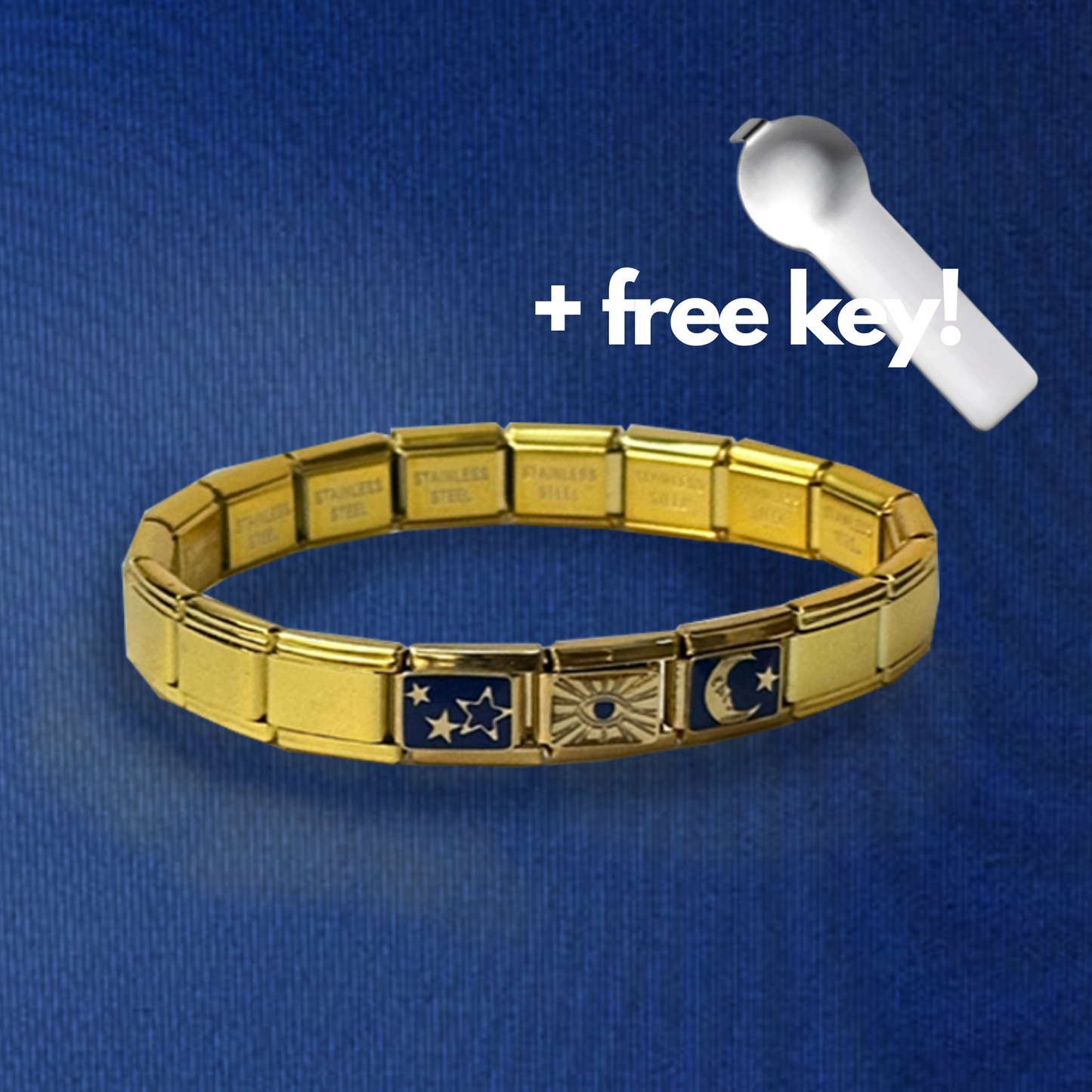 Zenaura Eye Burst Italian Charm Bracelet design – Gold Base