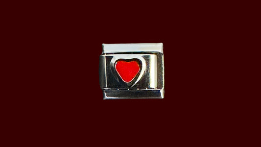 Light Red Heart Italian Charm – Silver Base