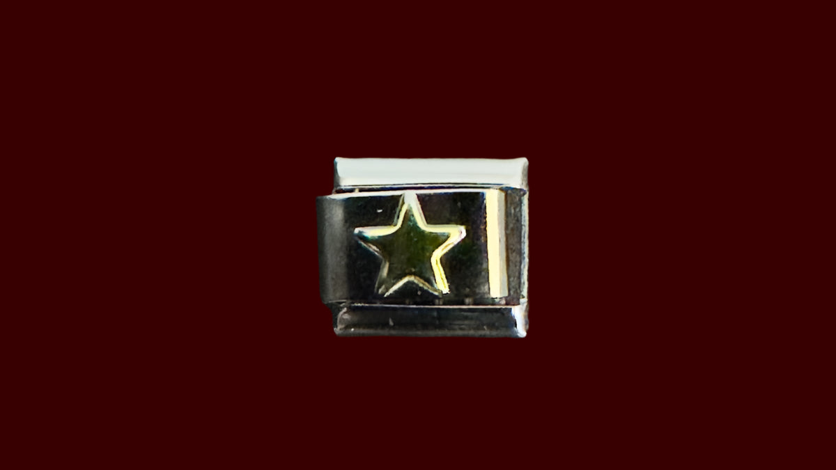 Golden Star Italian Charm – Silver Base