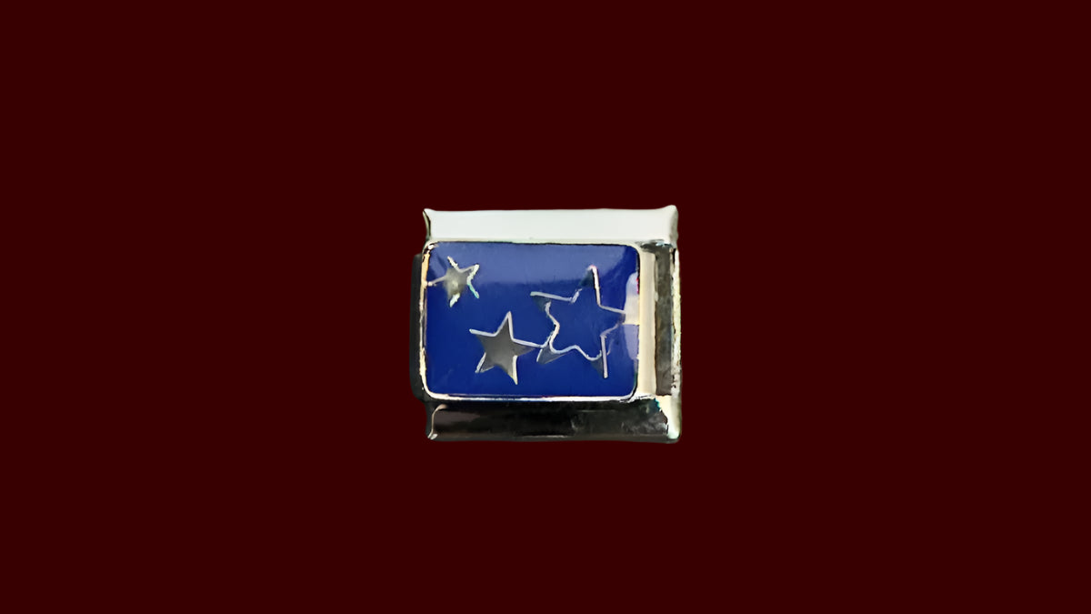 Blue Night Sky Stars Italian Charm – Silver Base