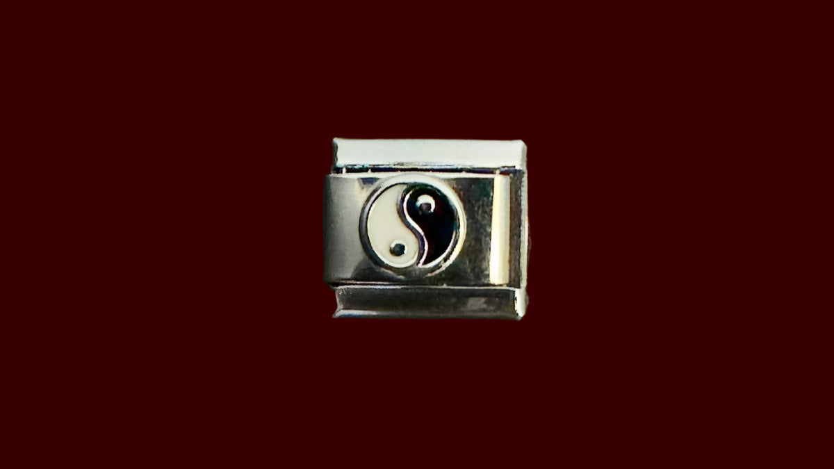 Yin Yang Italian Charm – Silver Base