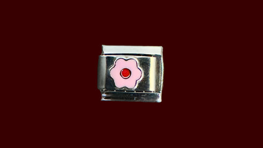 Pink & Red Flower Italian Charm – Silver Base (Copy)