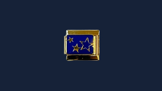 Blue Night Sky Stars Italian Charm – Gold Base