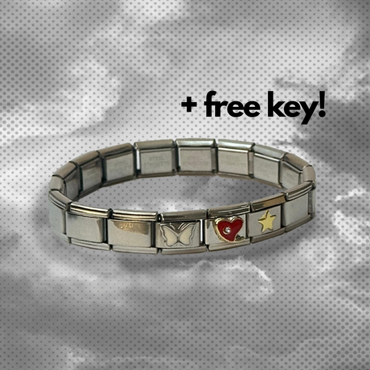 Zenaura Red Gem Heart Italian Charm Bracelet design – Silver Base