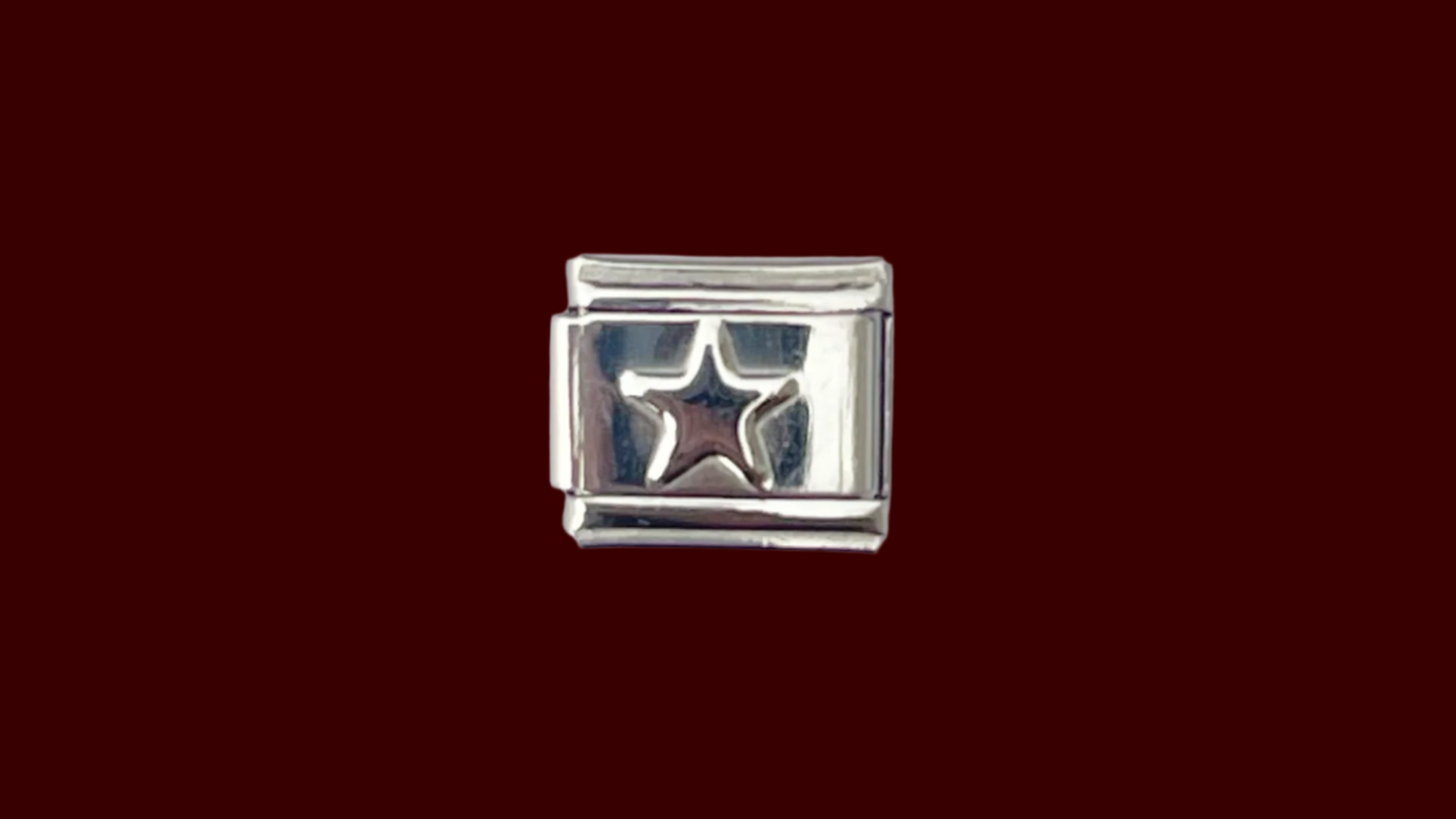 Silver Star Italian Charm – Silver Base