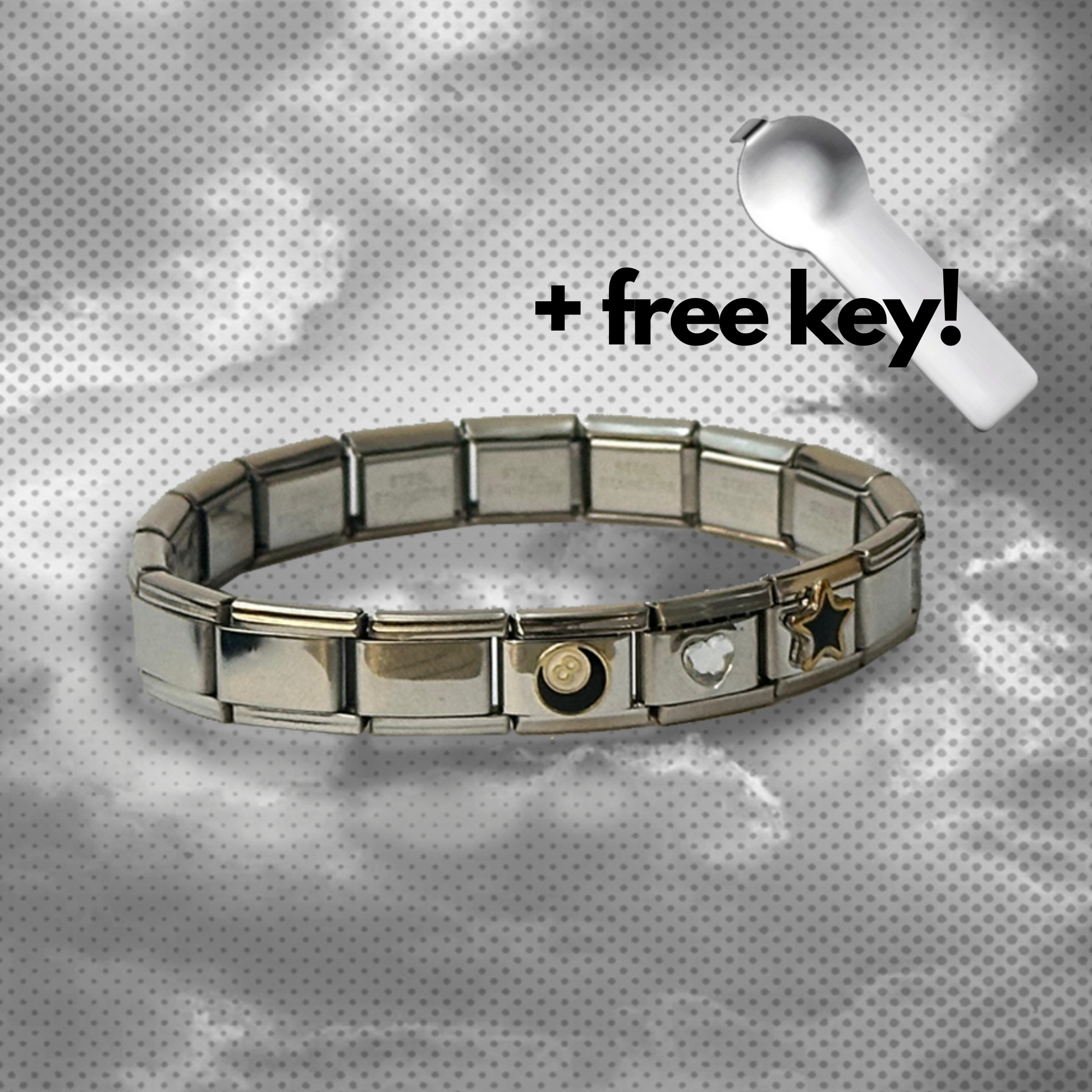 Zenaura Transparent Heart Italian Charm Bracelet design – Silver Base